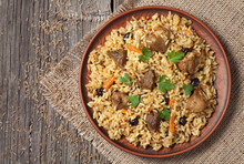 Arabic National Rice Food Called Pilaf Cooked With Fried Meat