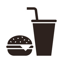Fast Food. Hamburger And Drink Icon