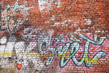  Urban Brick Wall With Grungy Chaotic Graffiti