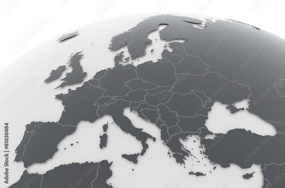 Erde Europa Länder - dunkelgrau hellgrau - obrazy, fototapety, plakaty 
