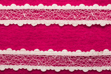 Vintage White Lace Over Pink Background