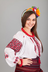 Wall Mural - Attractive woman wears Ukrainian national dress