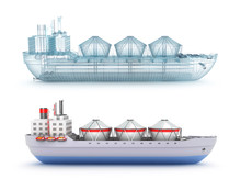 Oil Tanker Ship And Wire Model
