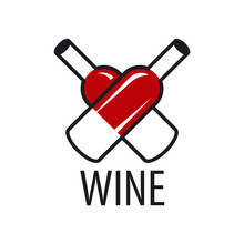 Vector Logo Wine Bottles In The Form Of Heart