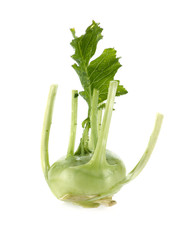 Wall Mural - Fresh kohlrabi green vegetable isolated on white