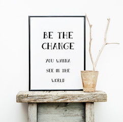 Wall Mural - BE THE CHANGE. Hipster scandinavian style room interior