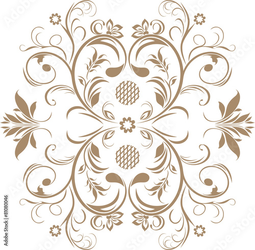 Naklejka - mata magnetyczna na lodówkę Ornamental brown element isolated on the white