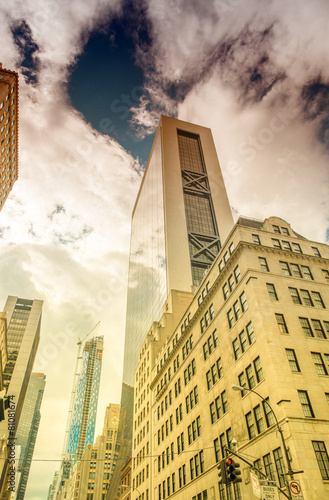 Street skyline of Lower Manhattan on a beautiful sunny day Canvas Print