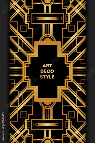 Naklejka - mata magnetyczna na lodówkę Art Deco vintage decorative frame. Retro card design template