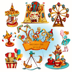 Wall Mural - Amusement Park Colored Set