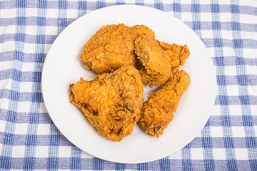 Wall Mural - Half Fried Chicken on White Plate