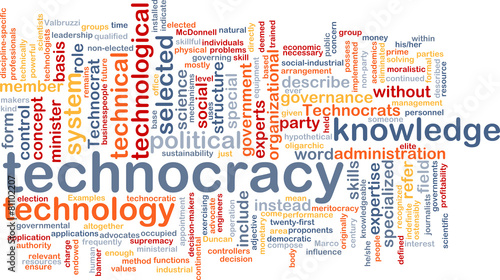 Technocracy Background Wordcloud Concept Illustration Buy This