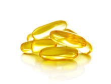Fish Oil Capsules Isolated On A White Background