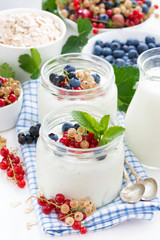 Wall Mural - yogurt with berries and breakfast foods