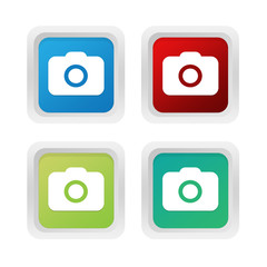 Wall Mural - set of squared colorful buttons with camera symbol