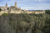 Fototapeta Paryż - Cathedral, aerial views of the Spanish city of Segovia. Ancient