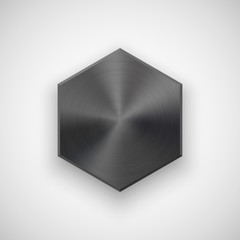 Wall Mural - black abstract polygon button template