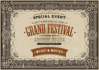 Vintage Retro Festival Poster Background