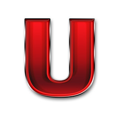 Canvas Print - Metal letter U in red