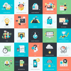 Wall Mural - set of flat design style concept icons for marketing, e-commerce