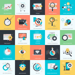 Wall Mural - set of flat design icons for web design and development