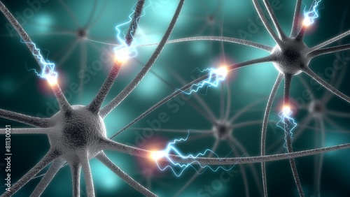 Naklejka nad blat kuchenny Nerve Cell. 3D. Neurons