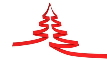 Wall Mural - Christmas. 3D. Ribbon christmas tree