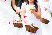 Wedding Bridesmaids With Flower Petal Basket