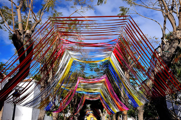 Brightly decorated street in Icod de Los Vinos, Tenerife