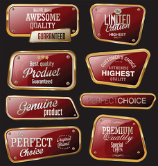 Premium quality glossy gold and red labels