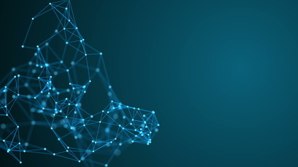 Molecular structure on dark blue background