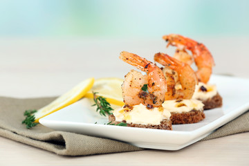 Sticker - Appetizer canape with shrimp and lemon