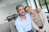 Fototapeta  - Portrait of mature couple relaxing at home