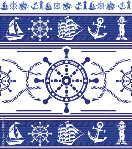 Naklejka dekoracyjna Banners with Nautical symbols