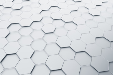 Canvas Print - Abstract 3d rendering of futuristic surface with hexagons.