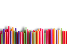 Rainbow Colored Plastic Straws Background Pattern