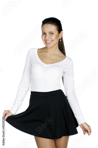 Beautiful Smiling Busty Brunette Woman With A Beautiful Figure I Stock Photo Adobe Stock