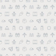 Sticker - summer line icon pattern set