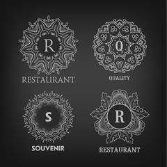 Canvas Print - Set of luxury, simple and elegant monogram designs templates