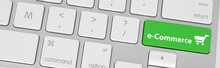 Green E-Commerce Button On Computer Keyboard