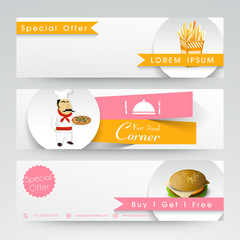Wall Mural - Website header or banner set for Fast Food Corner.