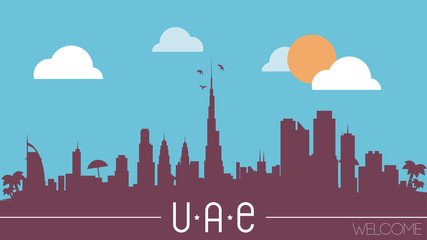 Wall Mural - UAE skyline silhouette flat design vector illustration
