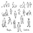 © prezent - Casual People Sketch. Outline hand drawing vector Illustration
