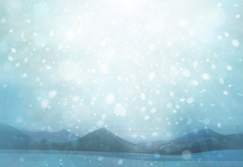 Wall Mural - winter scene snowfall background.