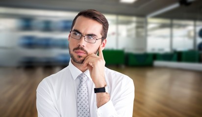 Poster - Portrait of a businessman with glasses thinking