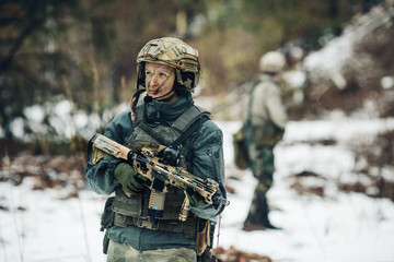 Poster - woman soldier member of ranger squad