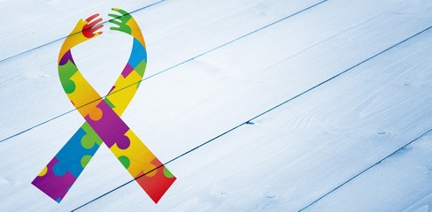 Poster - Composite image of autism awareness ribbon