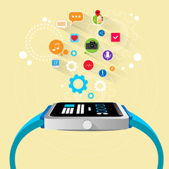 Wall Mural - smart watch new technology electronic device with apps