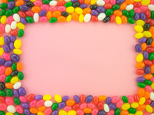 Jelly Beans Frame And Background ( Pink Background )