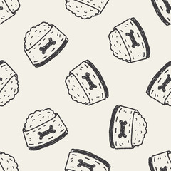 doodle dog food seamless pattern background